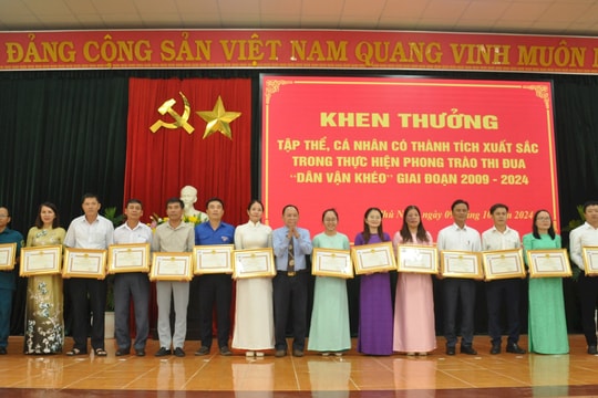 Phú Ninh khen thưởng 14 tập thể, 13 cá nhân có thành tích xuất sắc trong phong trào thi đua “Dân vận khéo”