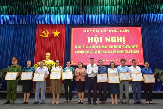 Quế Sơn khen thưởng 25 tập thể, cá nhân tiêu biểu trong phong trào thi đua “Dân vận khéo”