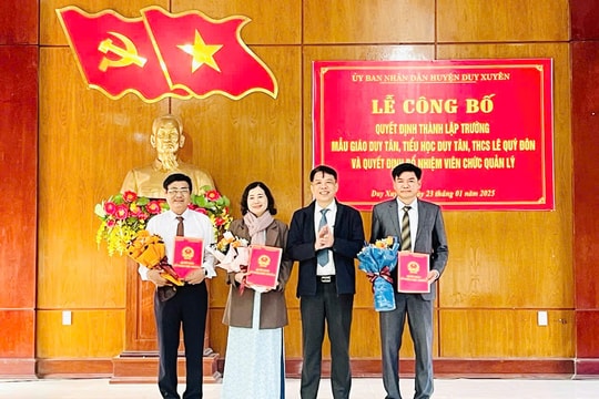 Duy Xuyên công bố quyết định thành lập các trường ở xã Duy Tân