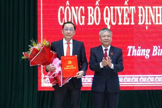 Công bố quyết định điều động đồng chí Nguyễn Văn Lượm giữ chức Bí thư Huyện ủy Thăng Bình