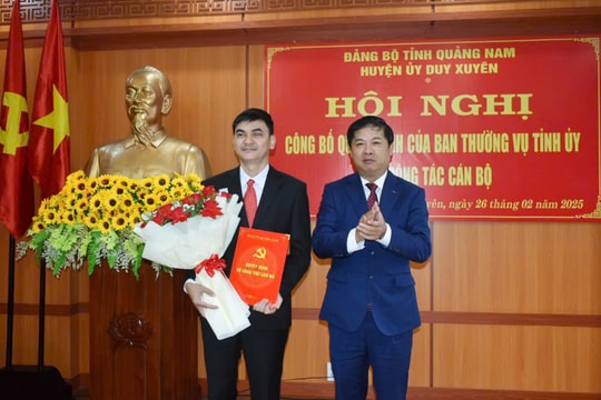 Công bố quyết định điều động đồng chí Cao Thanh Hải giữ chức Bí thư Huyện ủy Duy Xuyên