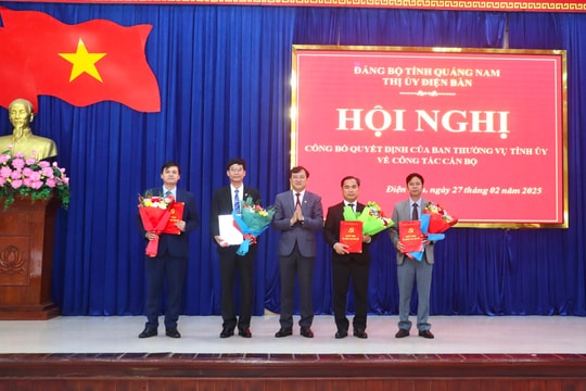 Công bố 4 quyết định của Ban Thường vụ Tỉnh ủy về công tác cán bộ tại Điện Bàn