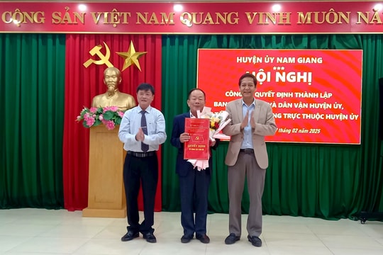 Nam Giang công bố quyết định thành lập Ban Tuyên giáo và Dân vận Huyện ủy
