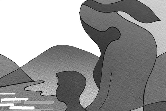 Bóng lưng phía núi