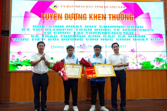 Quảng Nam tuyên dương hai học sinh giành huy chương vàng Olympic Toán quốc tế 2025
