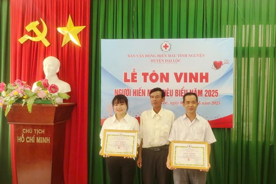 Đại Lộc tôn vinh cá nhân hiến máu tiêu biểu cấp tỉnh và huyện