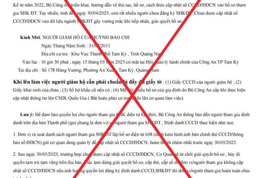 Cảnh báo văn bản giả mạo Công an tỉnh Quảng Nam để lừa đảo, chiếm đoạt tài sản