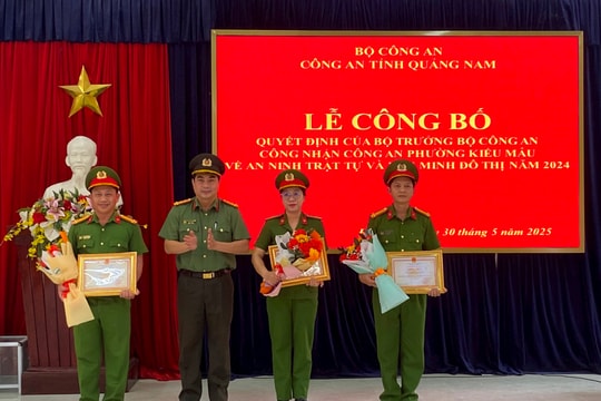 Công bố quyết định công nhận Công an phường kiểu mẫu về an ninh trật tự và văn minh đô thị năm 2024 cho công an 3 phường ở Điện Bàn