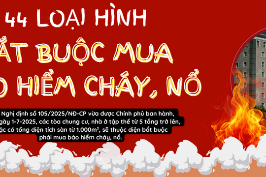 Infographic - 44 loại hình bắt buộc mua bảo hiểm cháy, nổ