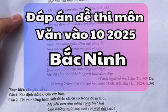 Đáp án đề thi tuyển sinh lớp 10 môn Văn tỉnh Bắc Ninh 2025
