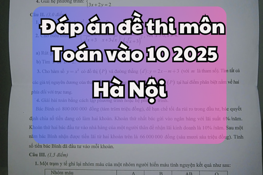 Đáp án đề thi tuyển sinh lớp 10 môn Toán tại Hà Nội 2025