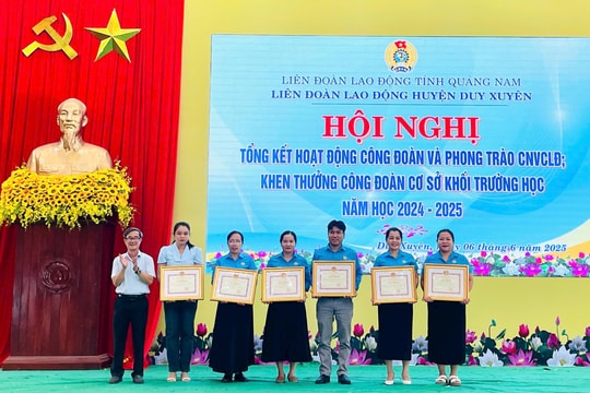 Duy Xuyên tuyên dương, khen thưởng công đoàn cơ sở khối trường học