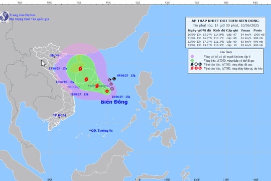 Cập nhật đường đi của áp thấp nhiệt đới, khả năng cao mạnh lên thành bão số 1