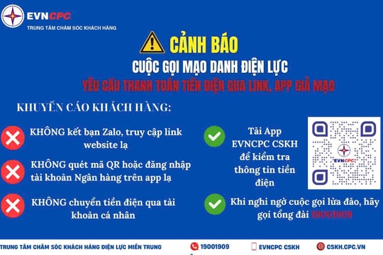 Công ty Điện lực Quảng Nam thông báo cảnh báo giả mạo nhân viên điện lực