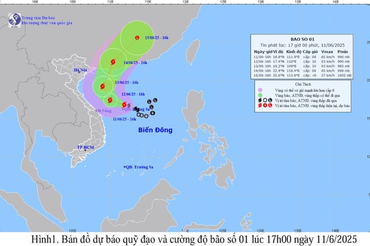 Bão số 1 đang hoạt động trên khu vực quần đảo Hoàng Sa, mạnh cấp 8, giật cấp 10
