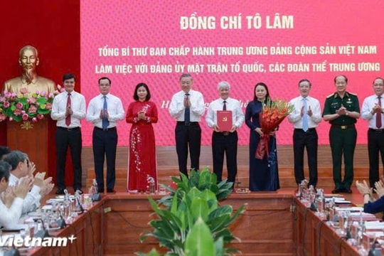 Tổng Bí thư Tô Lâm làm việc với Đảng ủy Mặt trận Tổ quốc, các đoàn thể Trung ương
