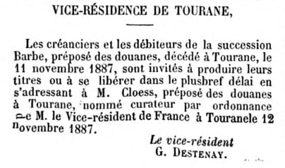 Khuôn dấu tòa công sứ Pháp tại Tourane năm 1889