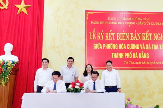 Phường Hòa Cường và xã Trà Tân ký kết biên bản kết nghĩa
