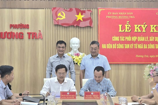 Phường Hương Trà và xã Tam Xuân ký kết biên bản ghi nhớ về công tác phối hợp