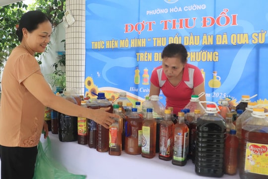 Phường Hòa Cường nhân rộng mô hình “Thu đổi dầu ăn đã qua sử dụng lấy rau xanh”