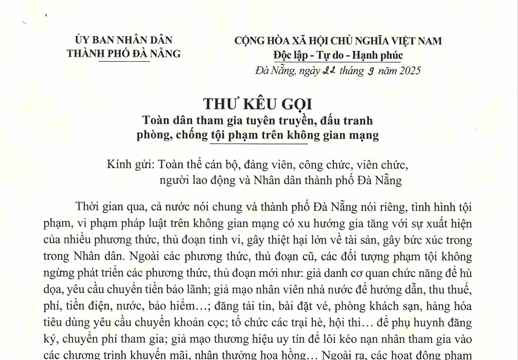 Chủ tịch UBND thành phố Đà Nẵng kêu gọi toàn dân chung tay chống tội phạm trên không gian mạng