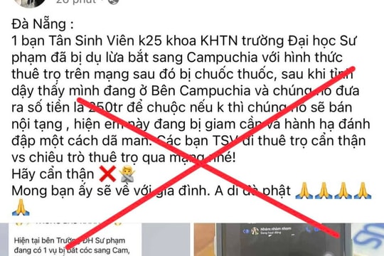 Thông tin “sinh viên bị bắt cóc” tại phường Hòa Khánh là sai sự thật