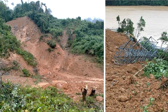 Sạt lở đất gây mất điện toàn bộ khu vực Phước Sơn