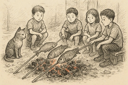 Nhớ cá đồng nướng mùa lụt