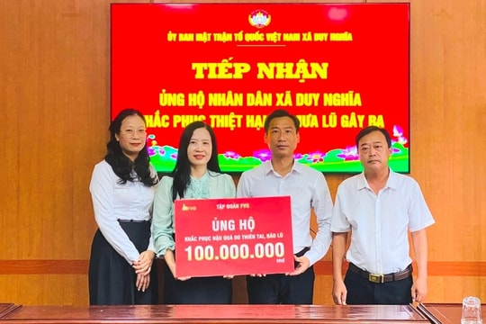 Tập đoàn FVG trao 400 triệu đồng ủng hộ người dân vùng lũ xã Bến Hiên, Duy Nghĩa và Thu Bồn