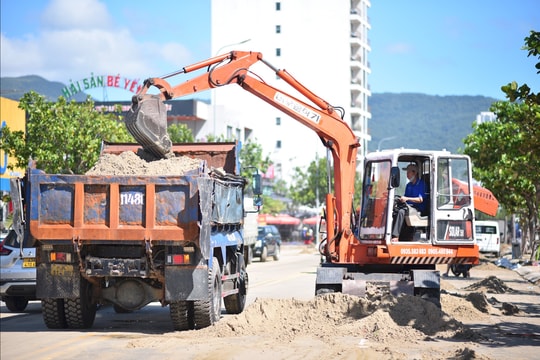 Khẩn trương thu dọn, làm sạch bãi biển Sơn Trà sau bão số 13