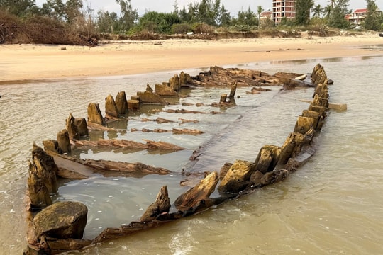Ancient shipwreck washes ashore in Hoi An
