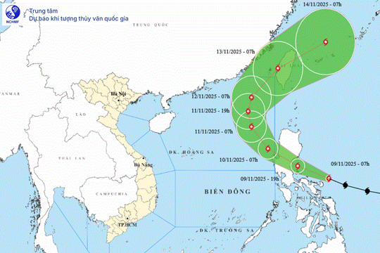 Bão Fung-Wong sẽ di chuyển lệch lên phía bắc vùng biển Bắc Biển Đông