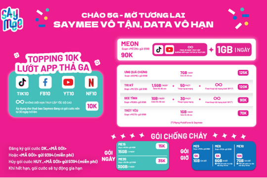 Tổng hợp các gói cước data Saymee hấp dẫn nhất dành cho GenZ
