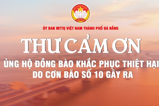 Thư cảm ơn ủng hộ đồng bào khắc phục thiệt hại do bão số 10 gây ra