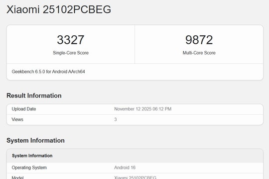 POCO F8 Ultra xuất hiện trên Geekbench với RAM 16GB và chip Snapdragon 8 Elite Gen 5