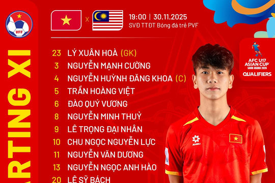 Kênh xem trực tiếp U17 Việt Nam vs U17 Malaysia 19h00 ngày 30/11/2025