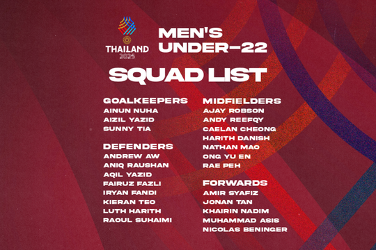 U22 Singapore triệu tập thần đồng 17 tuổi dự SEA Games 33