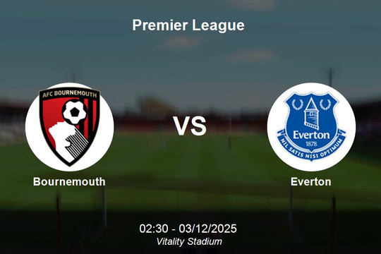 Nhận định Bournemouth vs Everton - Premier League 03/12