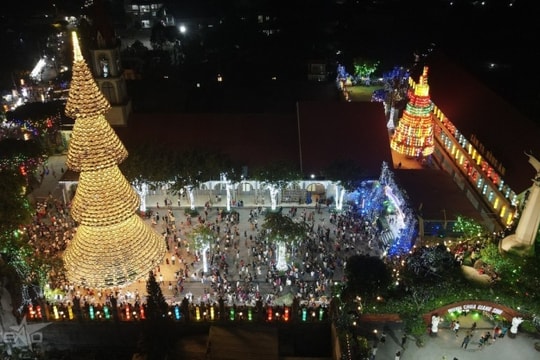 Đồng Nai: Chiêm ngưỡng cây thông Noel từ 3.000 chiếc nón lá