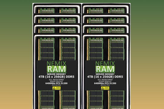 Nemix ra mắt bộ RAM DDR5 4TB cho máy chủ AI giá 77.000 USD