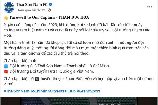 Quả bóng Vàng Phạm Đức Hòa giải nghệ: Khép lại hành trình 13 năm huyền thoại của futsal Việt Nam