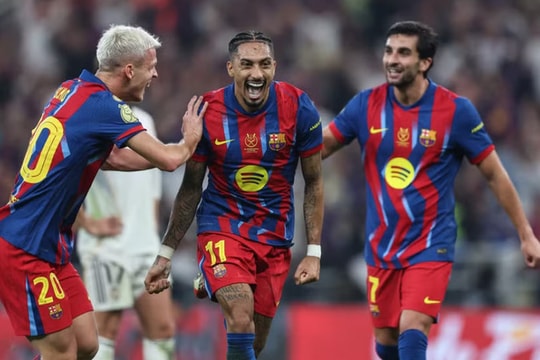 Raphinha tỏa sáng với cú đúp, Barcelona hạ Real Madrid 3-2 đoạt Siêu cúp Tây Ban Nha
