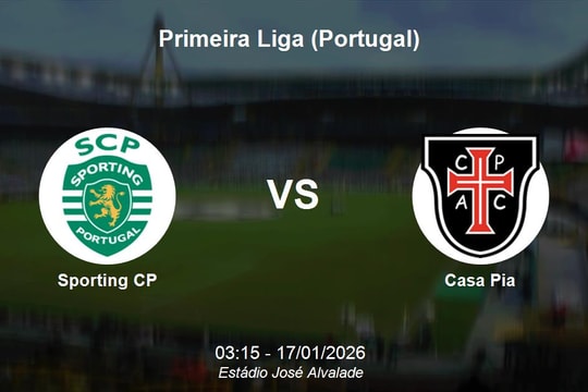 Nhận định Sporting CP vs Casa Pia - Primeira Liga (03h15 ngày 17/01)