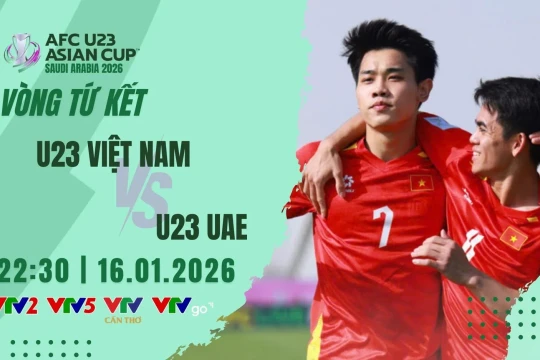 VTV5 VTV6 trực tiếp bóng đá U23 Việt Nam vs U23 UAE hôm nay 16/1/2026