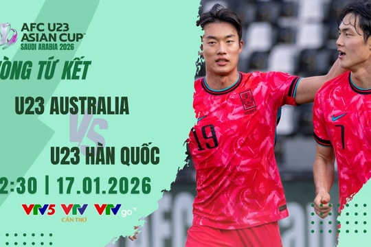 VTV5 VTV6 trực tiếp bóng đá U23 Úc vs U23 Hàn Quốc 22h30 17/1/2026