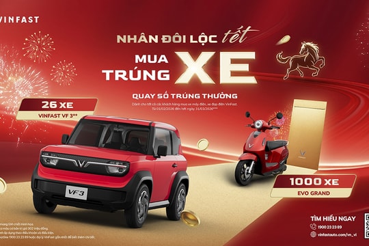 VinFast tặng 26 ô tô VF 3 và 1.000 xe máy điện trong chương trình lộc Tết 2026