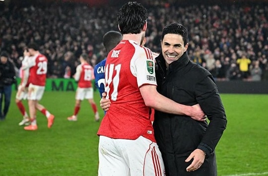 Declan Rice kiến tạo phút 97 đưa Arsenal vào chung kết Carabao Cup