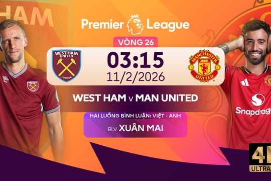 Link xem trực tiếp Man Utd vs West Ham 3h15 hôm nay 11/2/2026