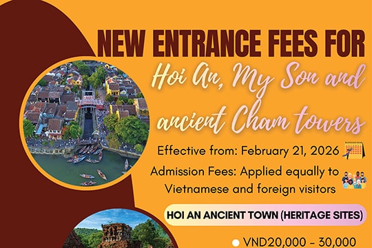 New admission fees for Hoi An, My Son Sanctuary and Cham towers in Da Nang