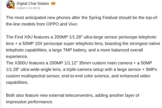 Cận cảnh cấu hình camera OPPO Find X9 Ultra và vivo X300 Ultra cho năm 2026